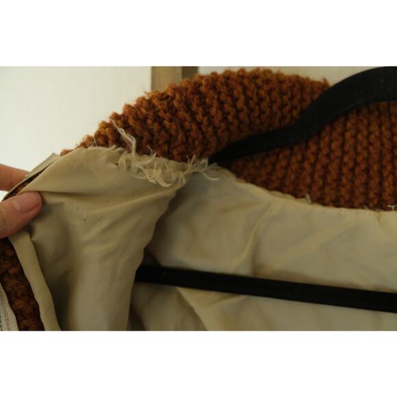 Vintage Cowichan Style Handmade Pronghorn Antelope Knit Sweater Brown Women's Sm - Picture 3 of 4